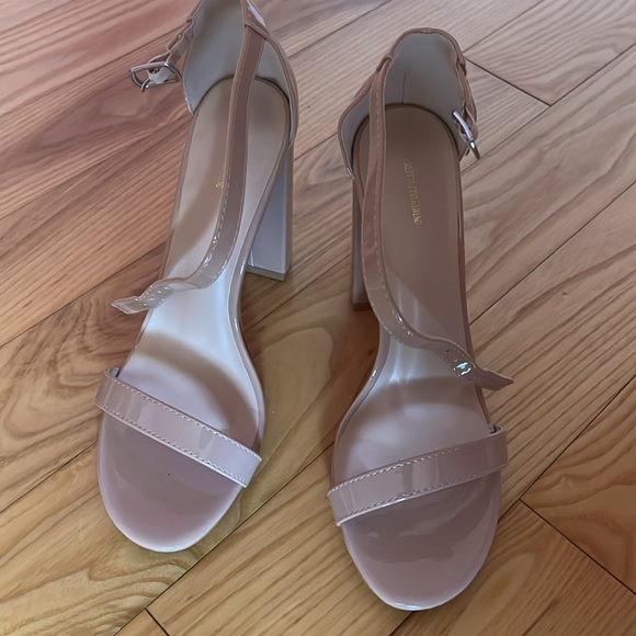 Faux Leather Nude Block Heels - Picture 3 of 4